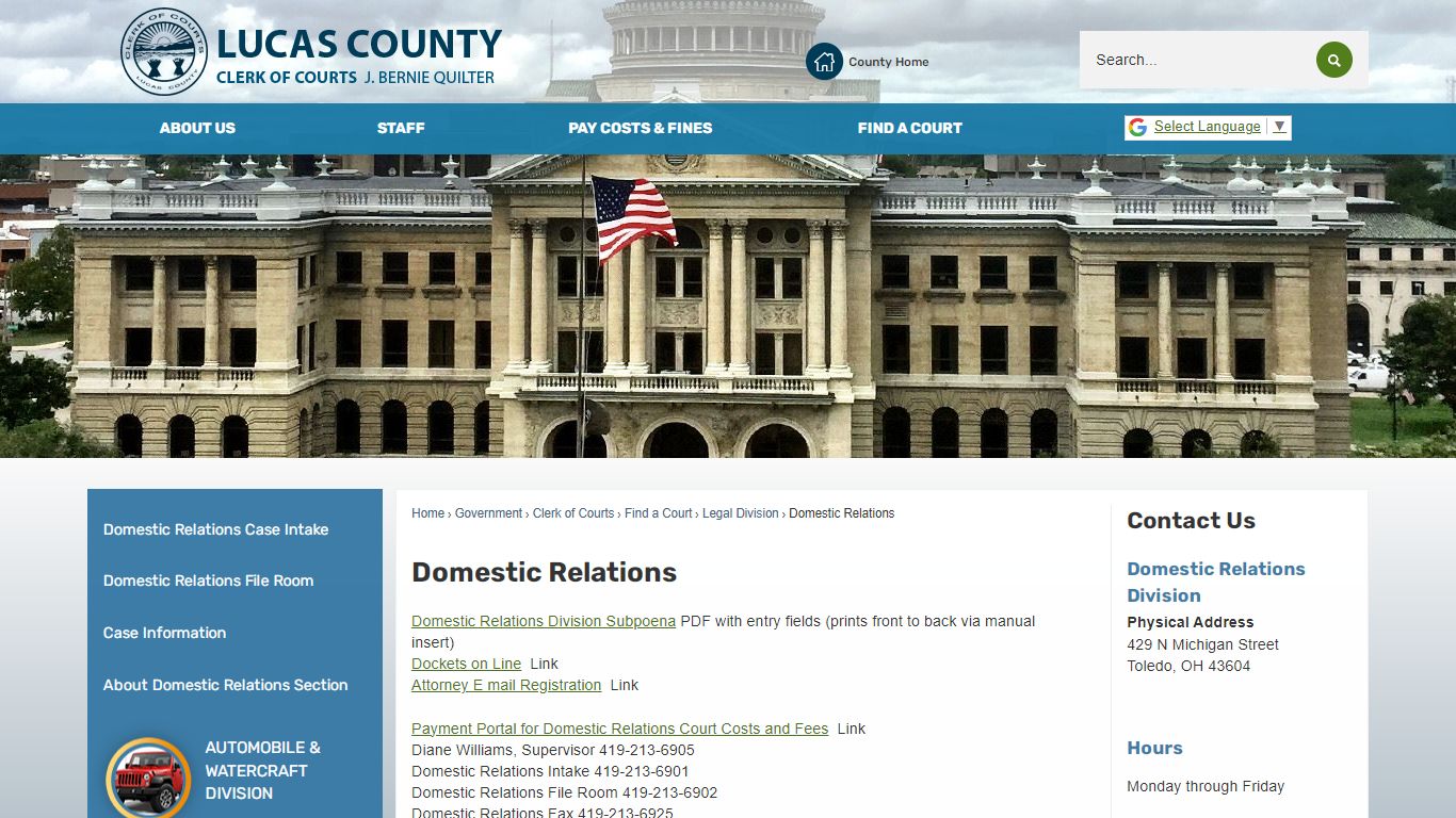 Domestic Relations | Lucas County, OH - Official Website